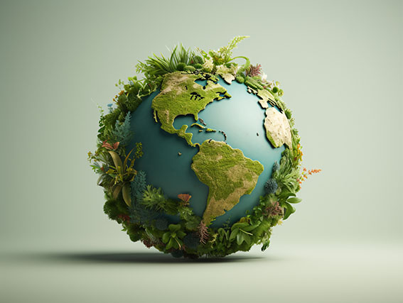 planète Terre avec végétation qui dépasse